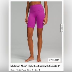 Lululemon align biker shorts with pockets